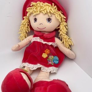 Fantastico 15” Girl Lovey Bee Pink Dress Plush Doll Toy Yellow Blonde Yarn Hair